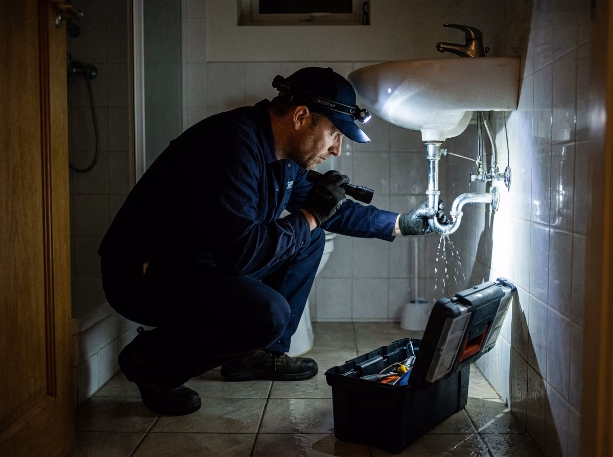 Profissional preparado para uma ocorrência com cano danificado